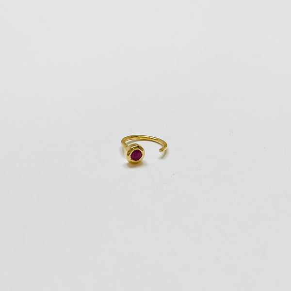 single gemstone half huggie