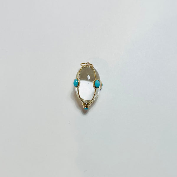 clear quartz embellished cage pendant