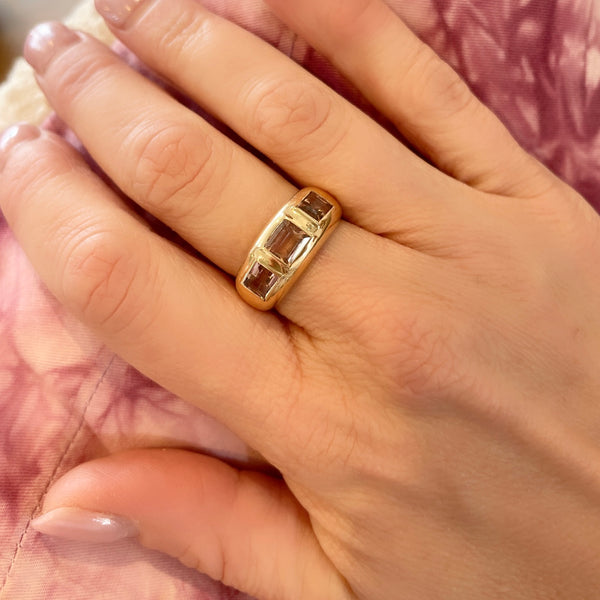 pink tourmaline dome ring