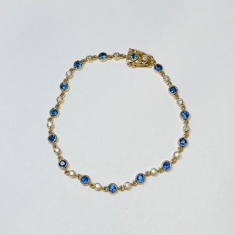 blue sapphire diamond bezel bracelet