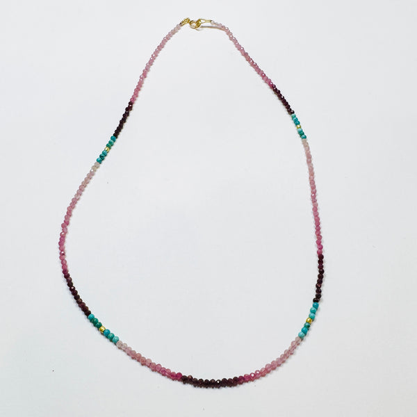 delicate color block necklace, four stations