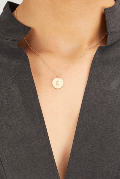 diamond baguette disc necklace