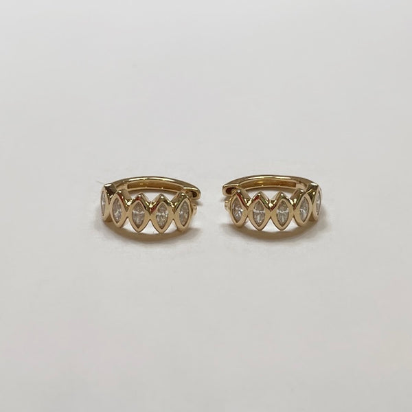 art deco marquee diamond huggies