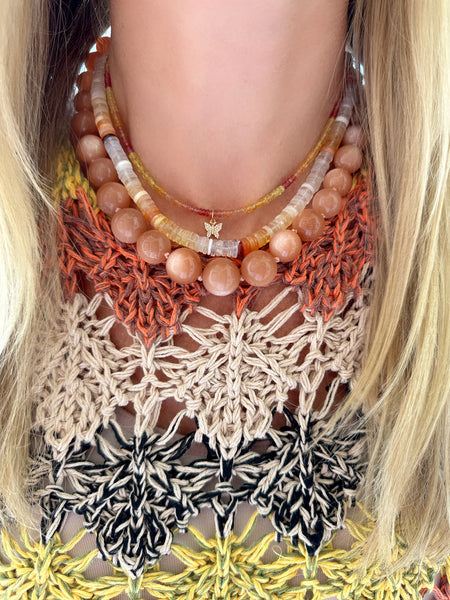 knotted gumball peach moonstone necklace