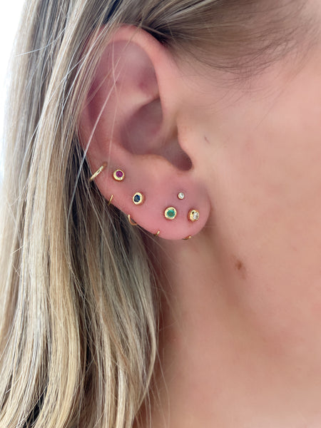single gemstone half huggie