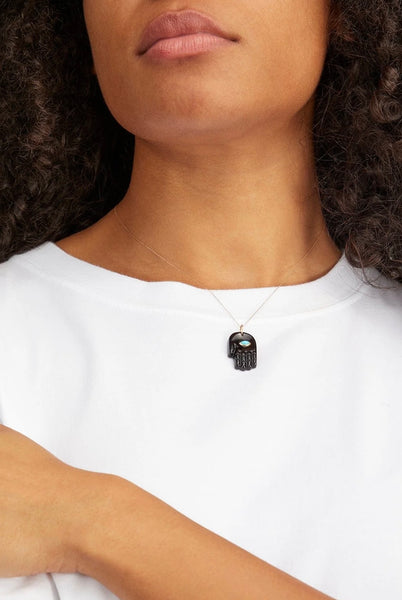 onyx hamsa pendant
