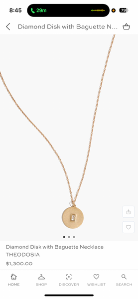 diamond baguette disc necklace