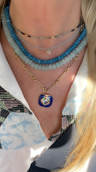 lapis and topaz art deco pendant