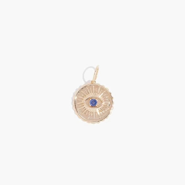 scalloped sapphire evil eye pendant