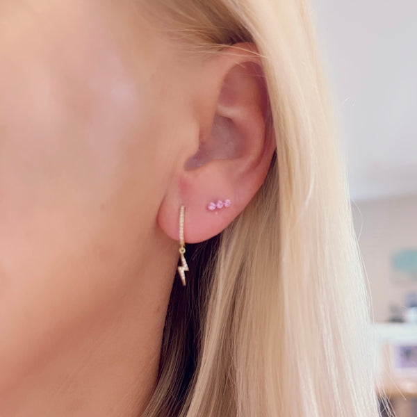 pink sapphire floating bar studs