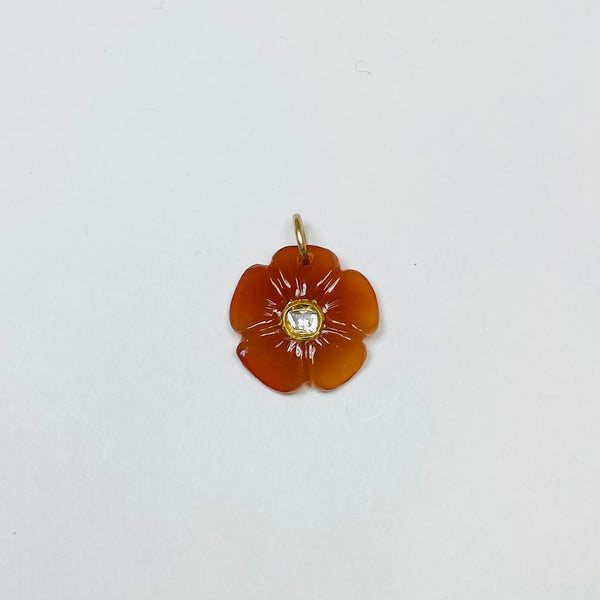 carved carnelian flower pendant, medium