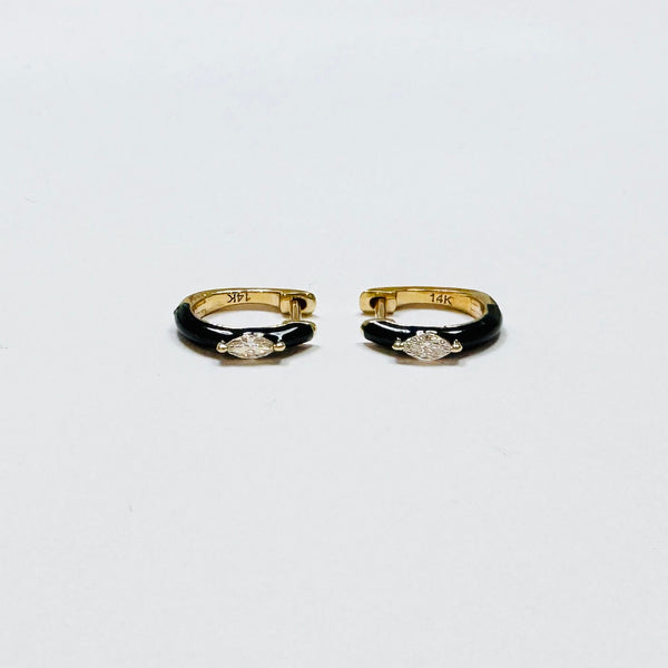 marquee enamel huggie, gold