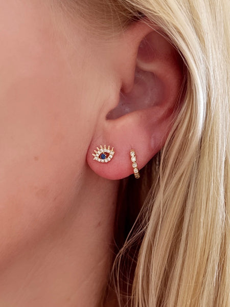 sapphire evil eye lash studs