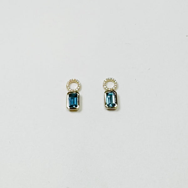 blue topaz huggie charms