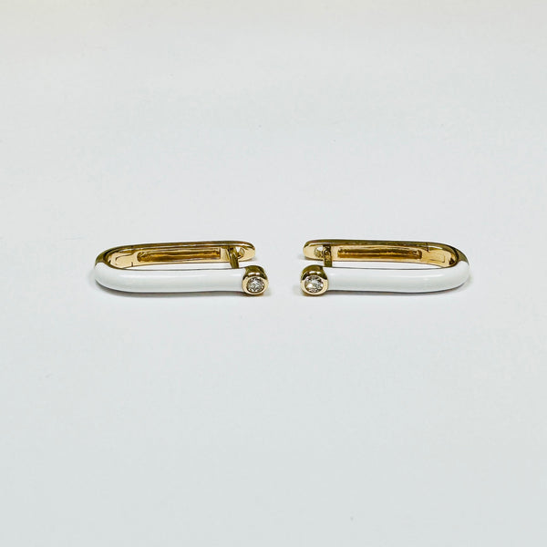 elongated enamel huggie