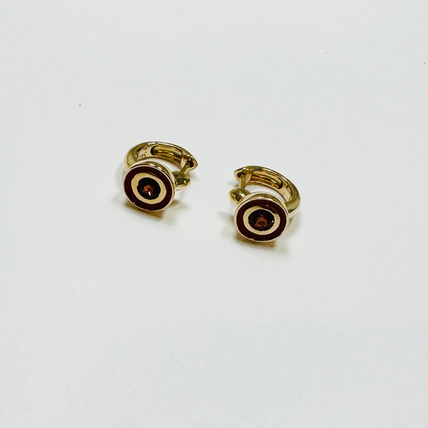 garnet enamel huggies