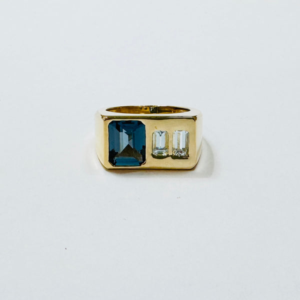 London blue topaz and aquamarine signet ring