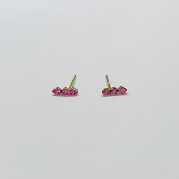 pink sapphire floating bar studs