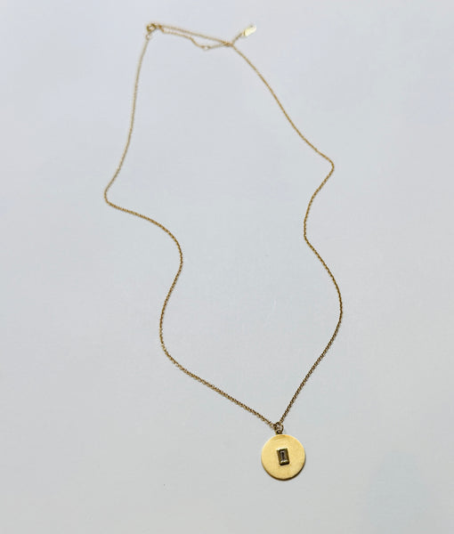 diamond baguette disc necklace