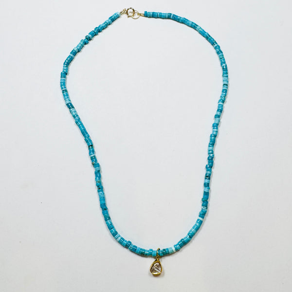 hand cut poki diamond on gemstone chain