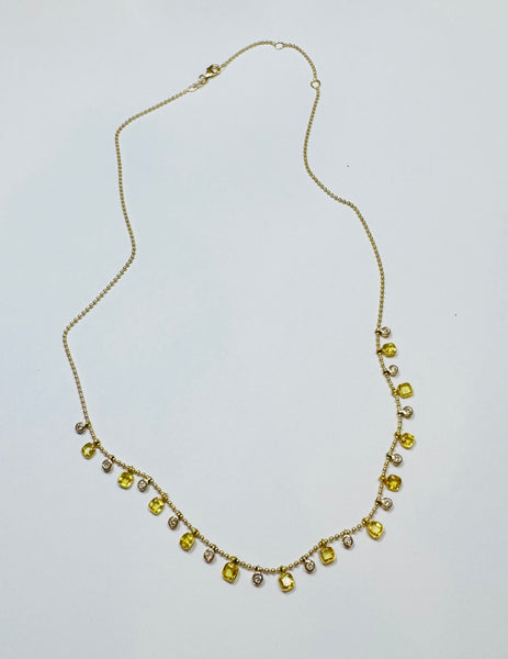 yellow sapphire and diamond fringe necklace