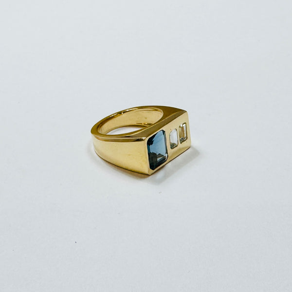 London blue topaz and aquamarine signet ring