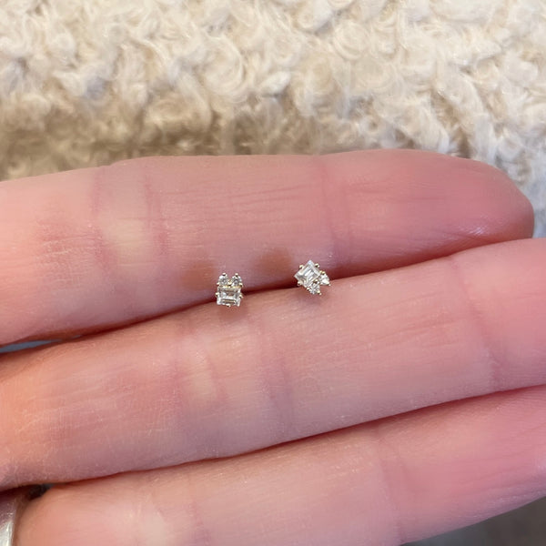 diamond baugette cluster studs