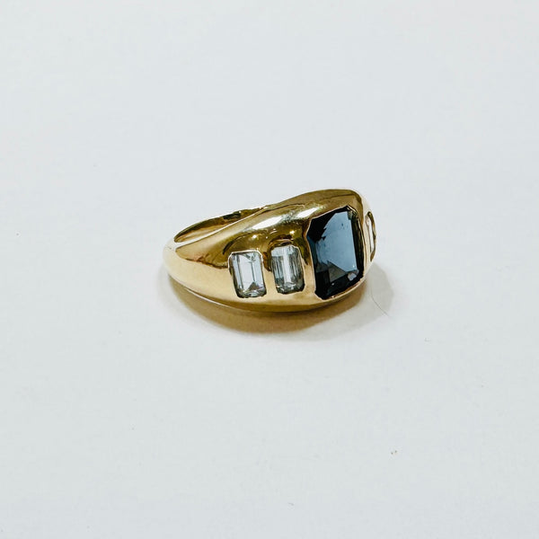 London blue topaz and aquamarine dome ring