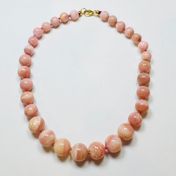 knotted gumball pink opal necklace