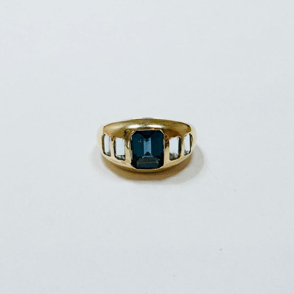 London blue topaz and aquamarine dome ring
