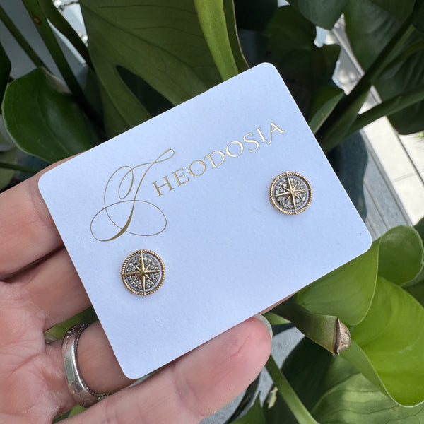 two tone zodiac studs