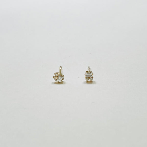 diamond baugette cluster studs