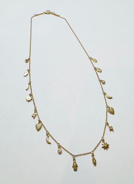 charm fringe necklace