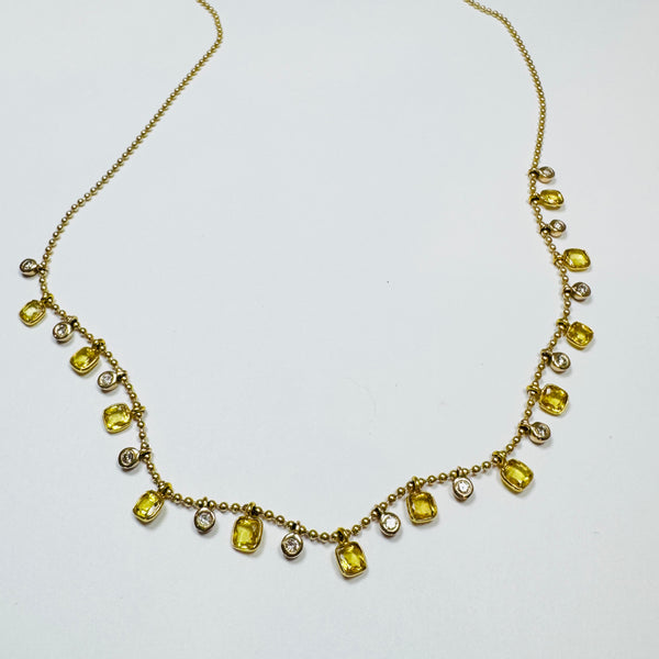 yellow sapphire and diamond fringe necklace