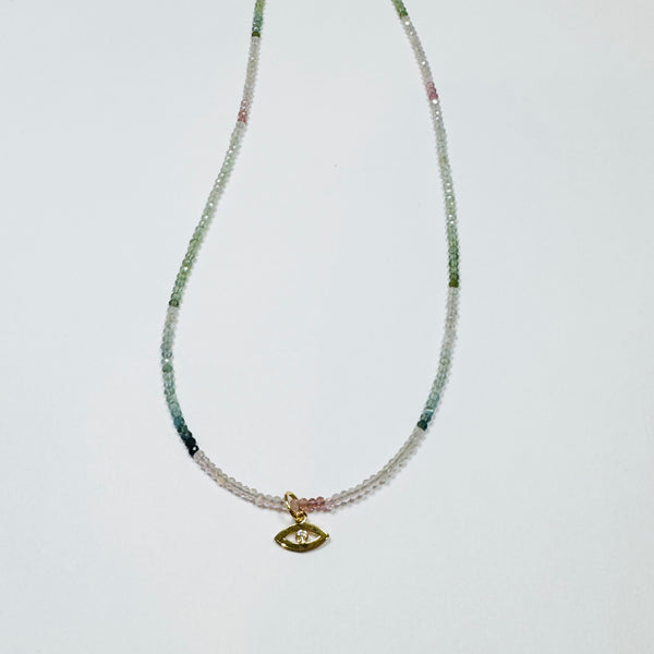 delicate gemstone evil eye necklace