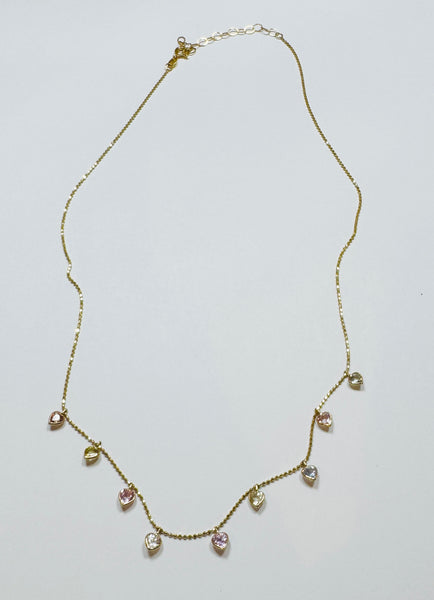 sapphire heart fringe necklace