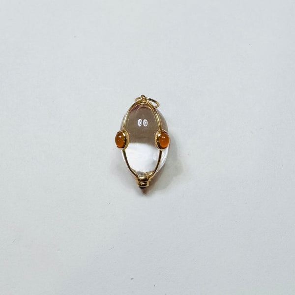 clear quartz embellished cage pendant