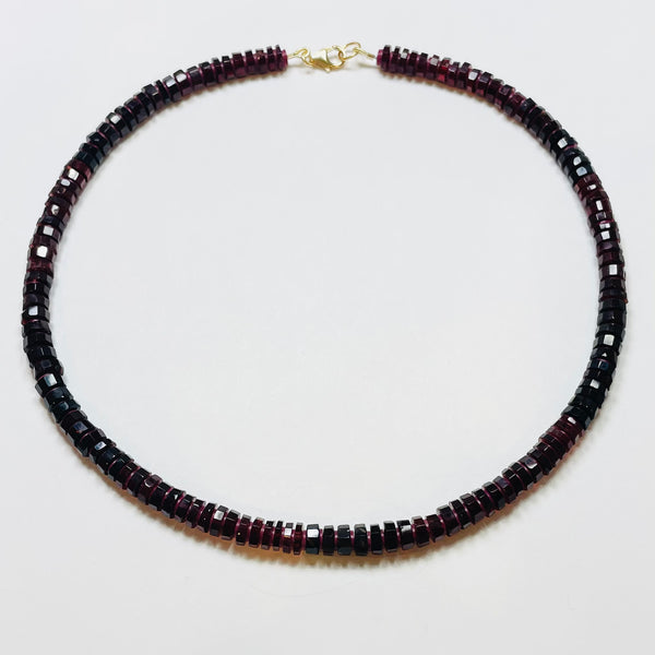 garnet heishi necklace with spacers