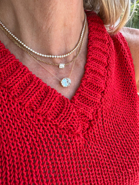 oval brilliant topaz necklace