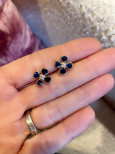 sapphire flower studs