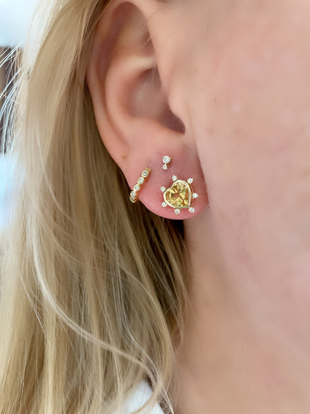 spike heart studs, citrine