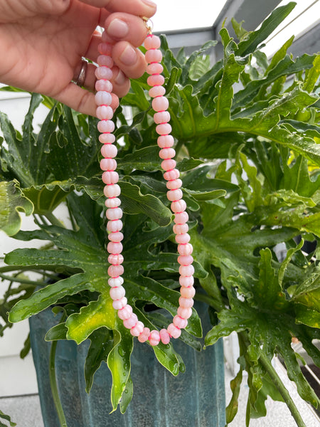 carved pink opal candy necklace