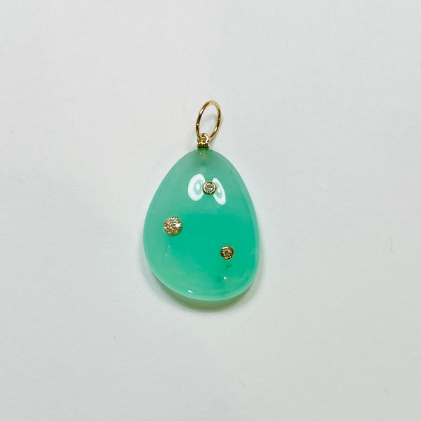 freeform chrysoprase and diamond pendant