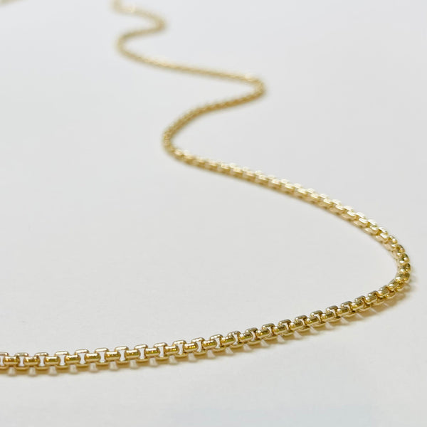 box chain, 2 mm adjustable 14 kt gold