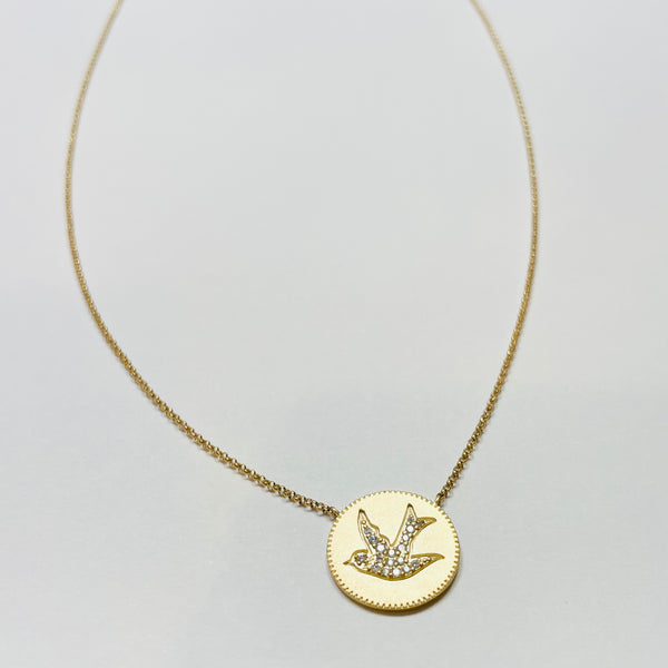 Dove coin necklace