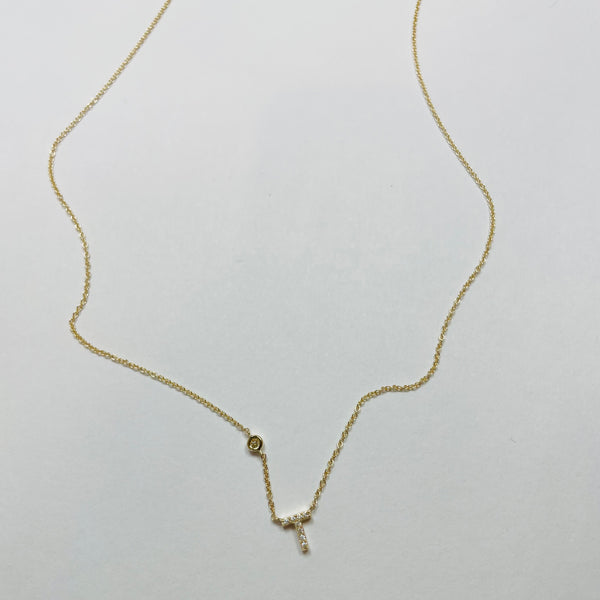 initial pavè diamond necklace