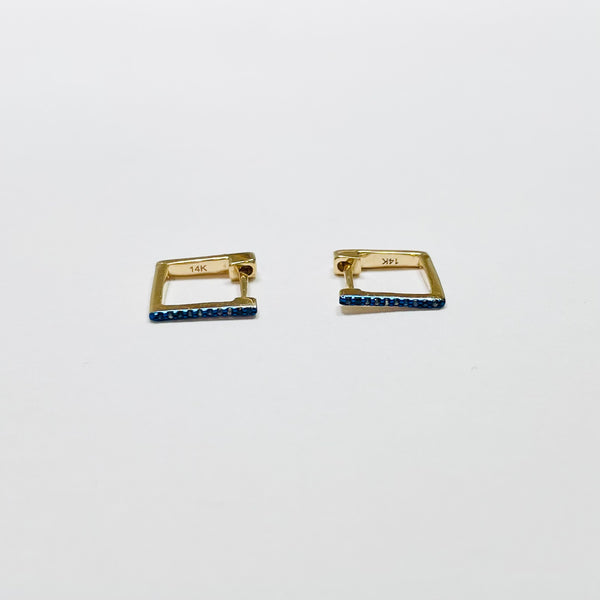 sapphire rectangular pave huggies