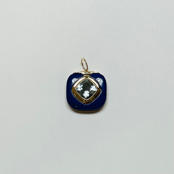 lapis and topaz art deco pendant