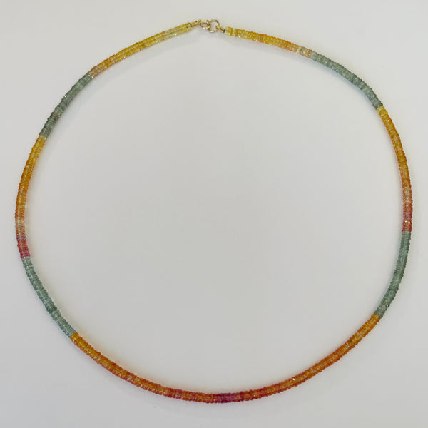 shaded sapphire heishi cut necklace