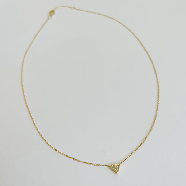 triangle diamond on gold chain